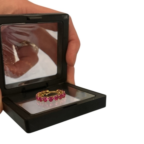 Alliance Multi Crystal Mini Rose Heart 9 carat Moissanite 925 Gold Ring - Picture 9 of 10